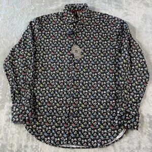 Visconti Black Shirt Mens Small Stretch Skull Rock Punk Lightweight Party Grunge